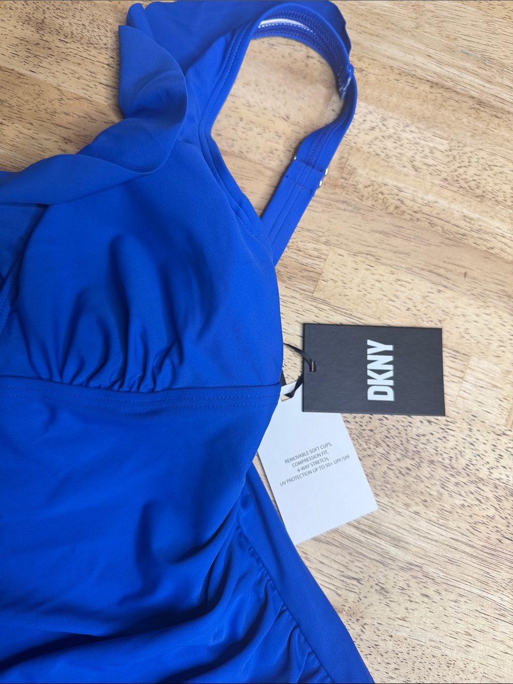 Dkny Royal Blue Ruffle One-Piece Swimsuit - Picture 2 of 6